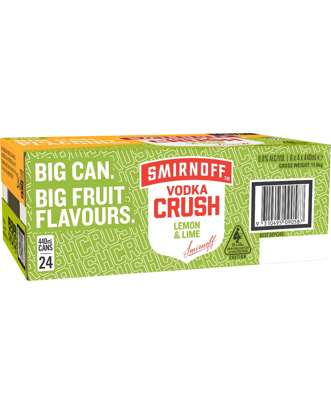 Smirnoff Crush Lemon Lime Cans 440mL 24 Pack