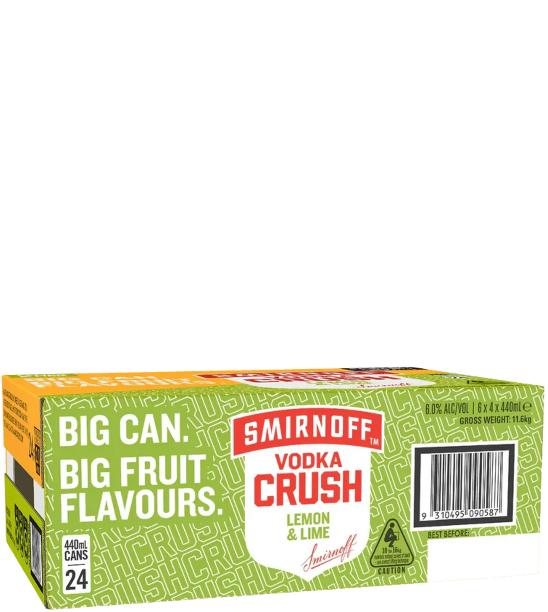 Smirnoff Crush Lemon Lime Cans 440mL 24 Pack