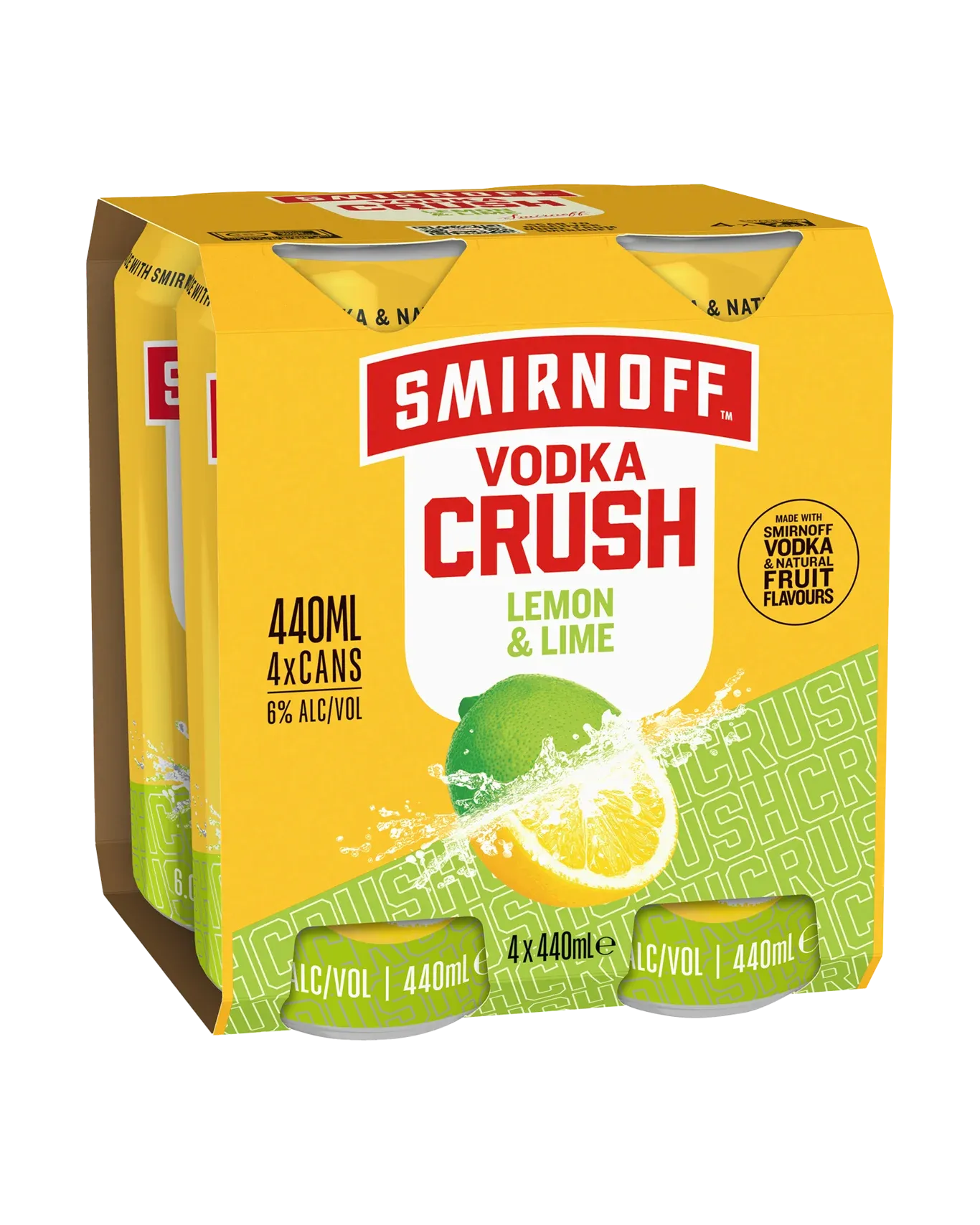 Smirnoff Crush Lemon Lime Cans 440mL 4 Pack