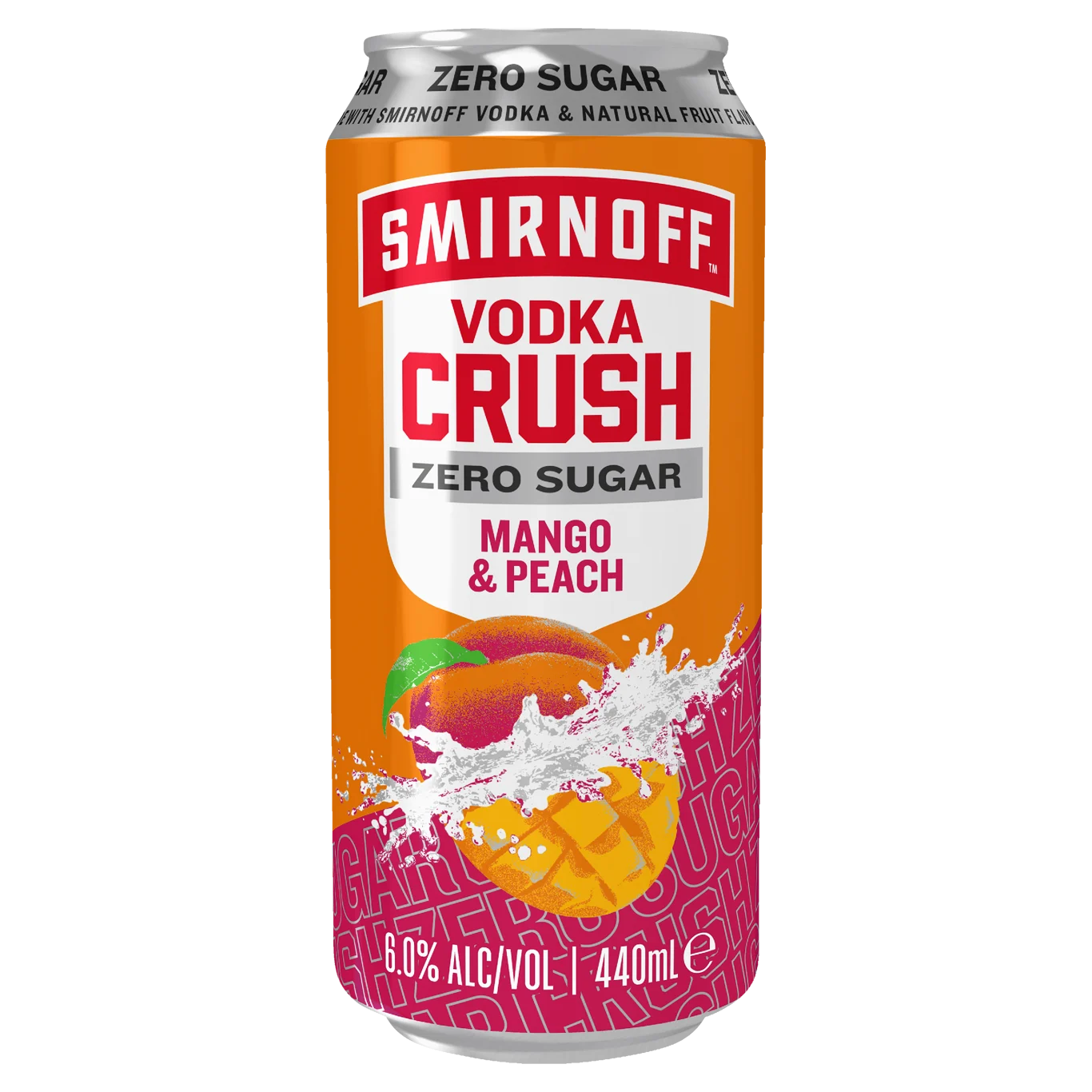 Smirnoff Crush Zero Sugar Mango Peach Cans 440mL 24 Pack