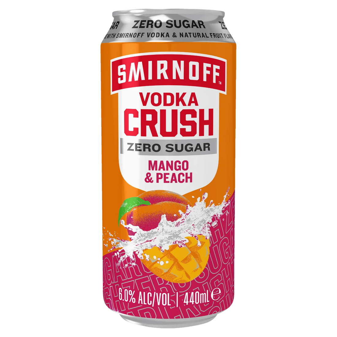 Smirnoff Crush Zero Sugar Mango Peach Cans 440mL