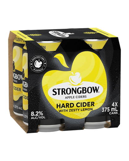 Strongbow Hard Cider Zesty Lemon Cans 375mL 4 Pack