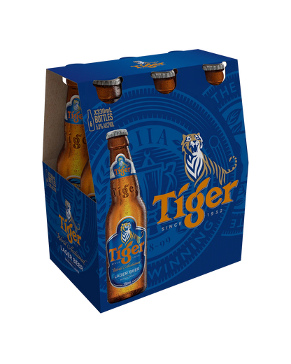 Tiger Asian Lager Bottles 330mL 6 Pack