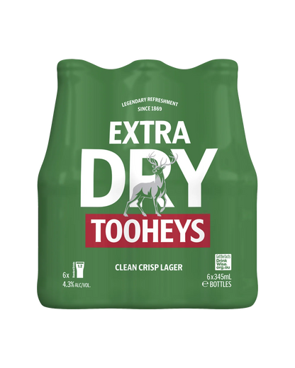Tooheys Extra Dry Bottles 345mL 6 Pack
