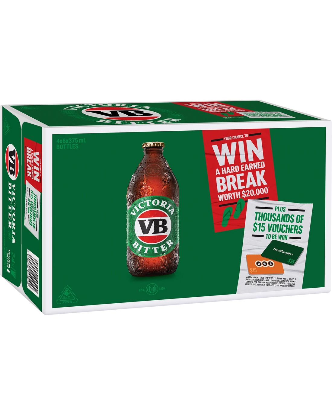 Victoria Bitter Lager Bottles 375mL 24 Pack