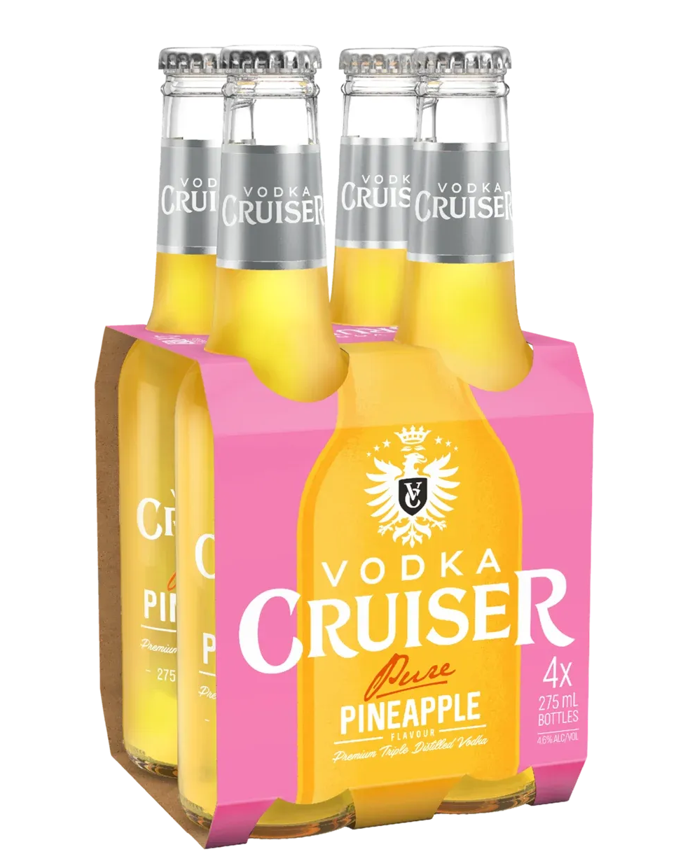Vodka Cruiser Pure Pineapple Bottles 275mL 4 Pack