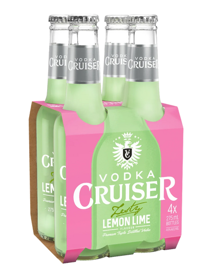 Vodka Cruiser Zesty Lemon Lime Bottles 275mL 4 Pack