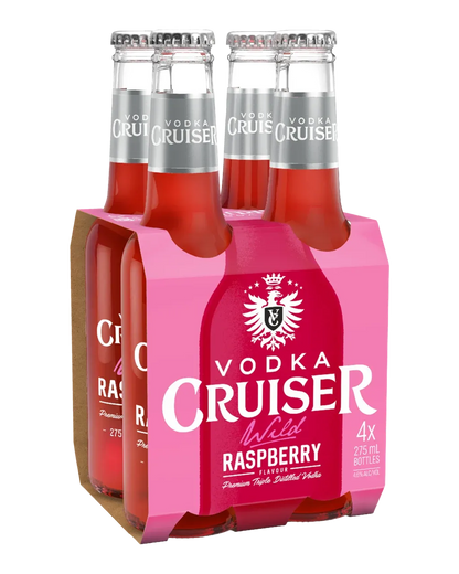 Vodka Cruiser Wild Raspberry Bottles 275mL 4 Pack