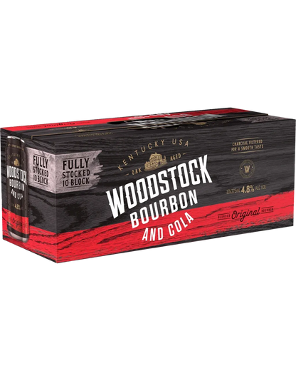 Woodstock Bourbon &amp; Cola 4.8% Cans 375mL 10 Pack
