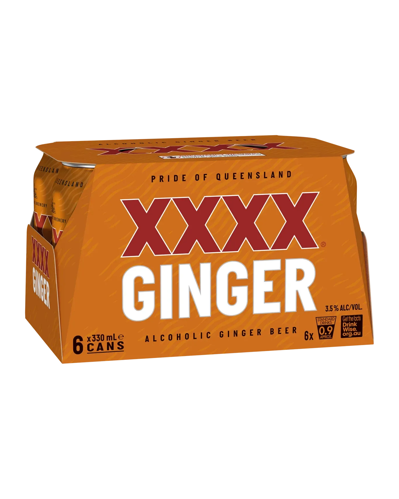 XXXX Ginger Alcoholic Ginger Beer Cans 330mL 6 Pack