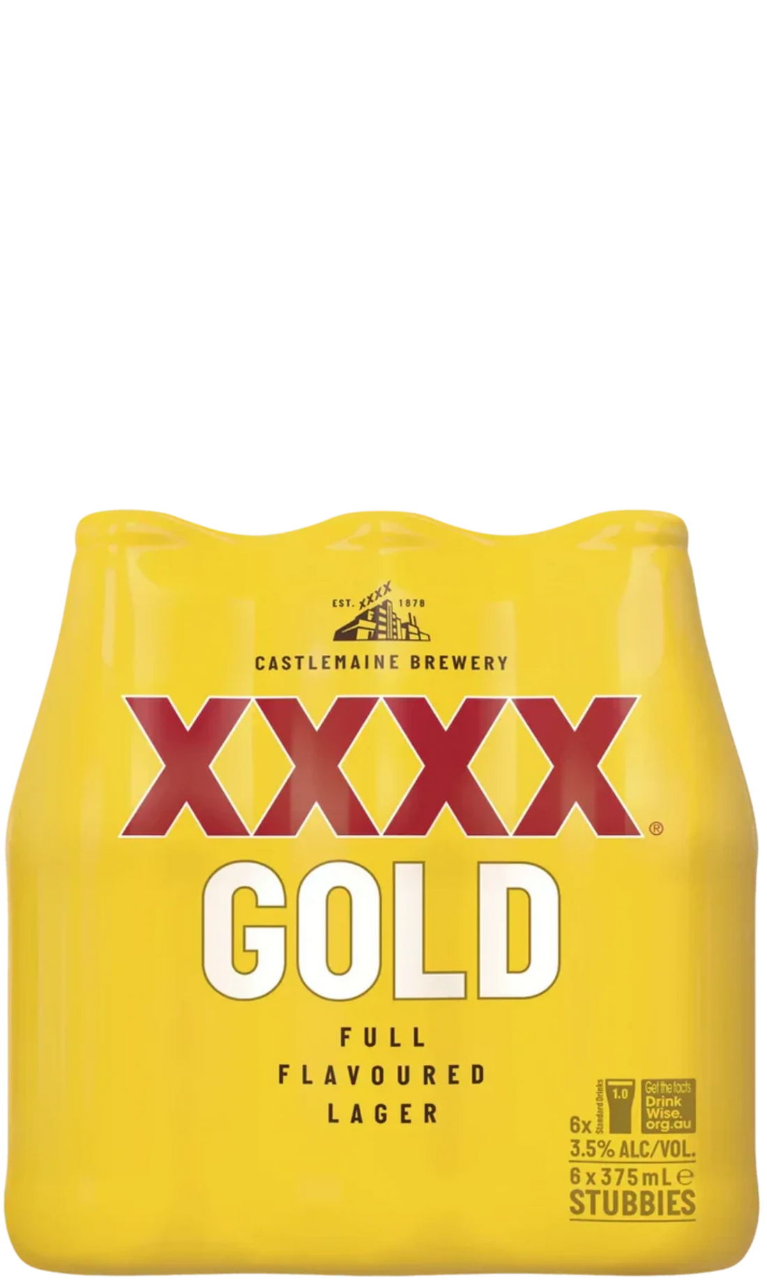 XXXX Gold Mid Strength Lager Beer Bottle 375ml 6 Pack