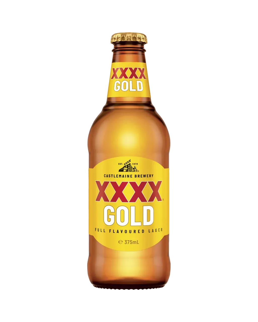 XXXX Gold Mid Strength Lager Beer Bottle 375ml 24 Pack