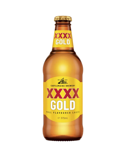 XXXX Gold Mid Strength Lager Beer Bottle 375ml 24 Pack
